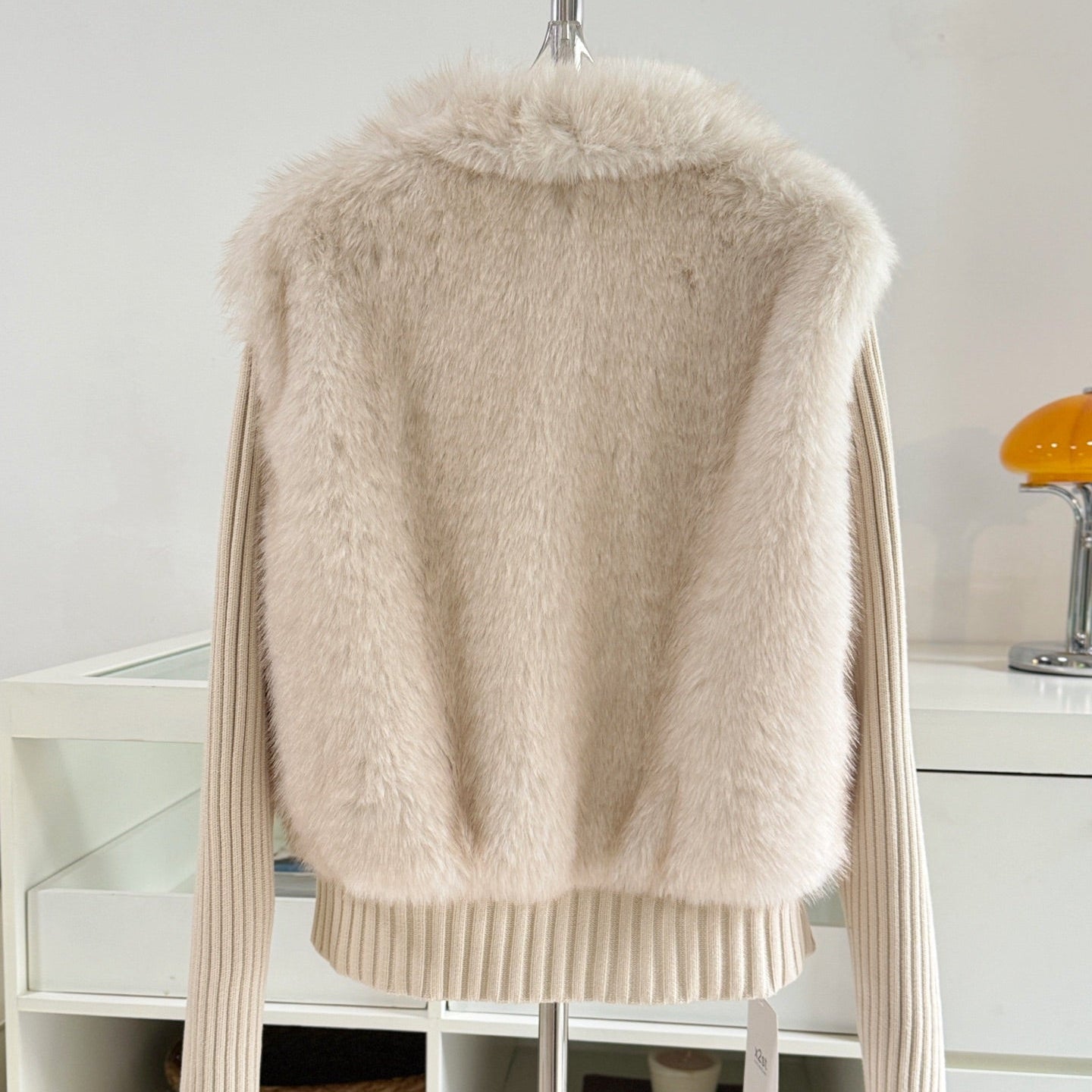 保暖禦寒顯瘦毛毛拼接針織外套-25678