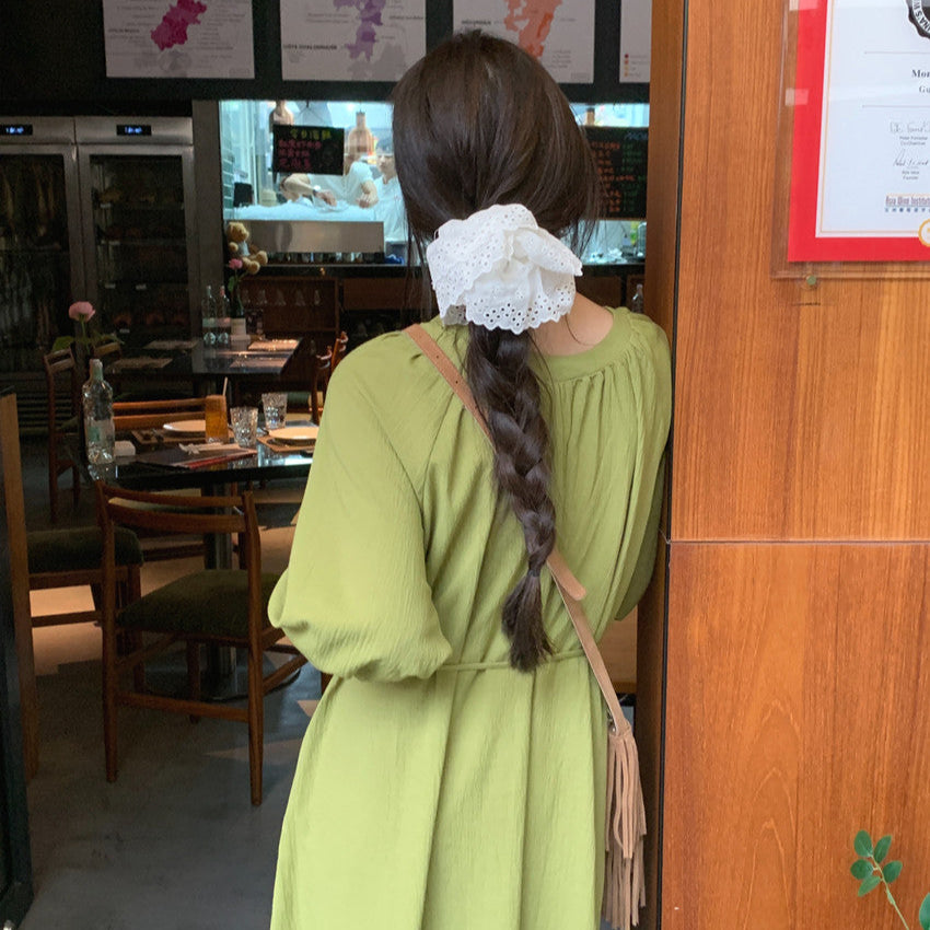 小巷人家寬鬆V領繫帶長洋-25343