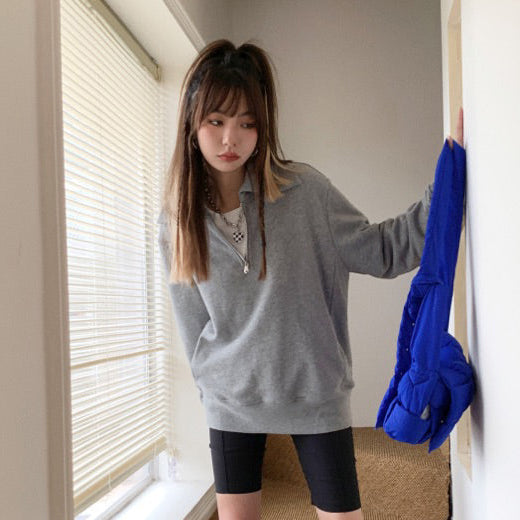 翻領Polo拉鍊衛衣-25661