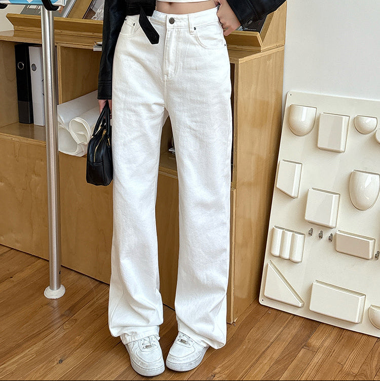 盧米埃寬鬆直筒白色牛仔褲-25683