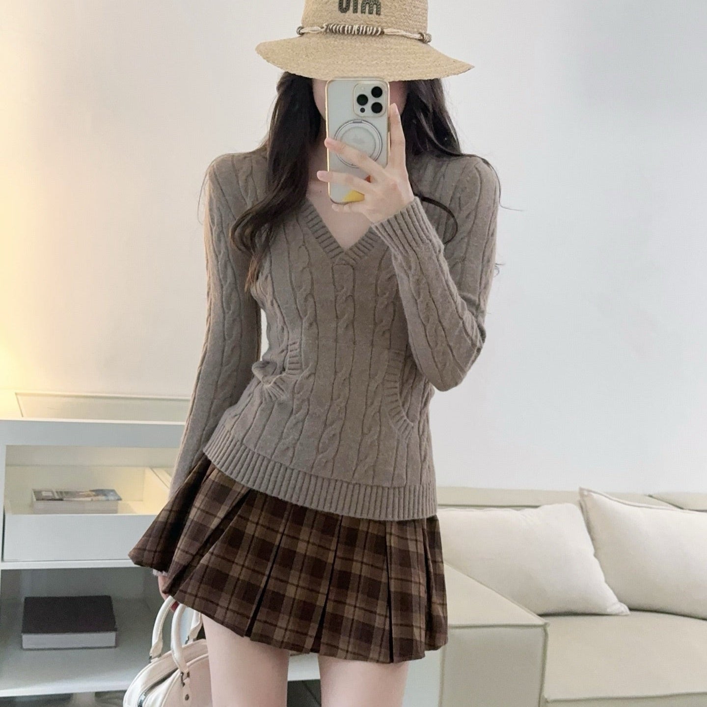 博爾蓋塞美術館學院寬褶短裙-25626