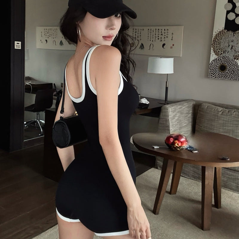 貴婦運動可拆胸墊露背連身衣-25460