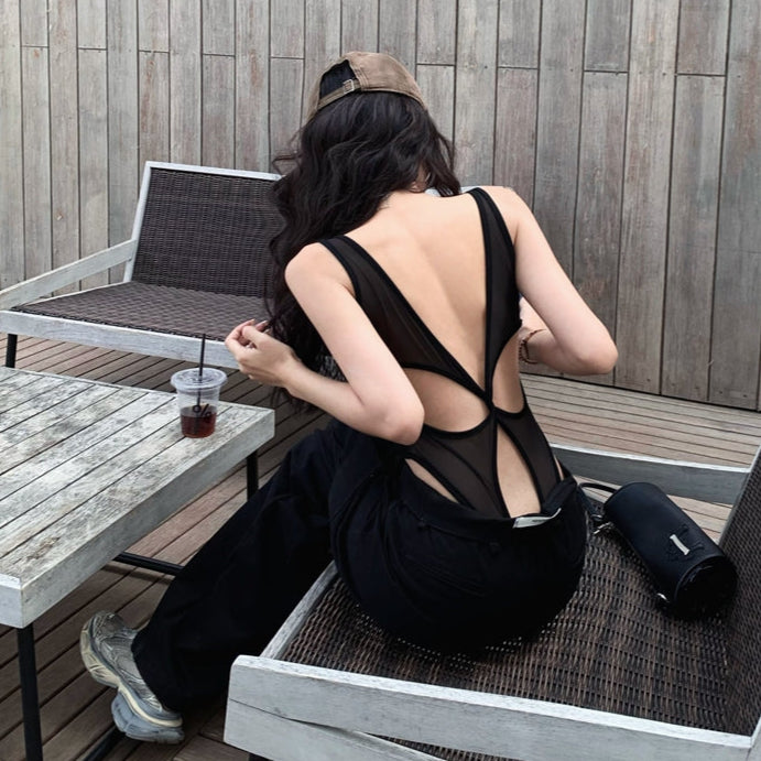 性感天后U領修身美背bratop連體衣-25465