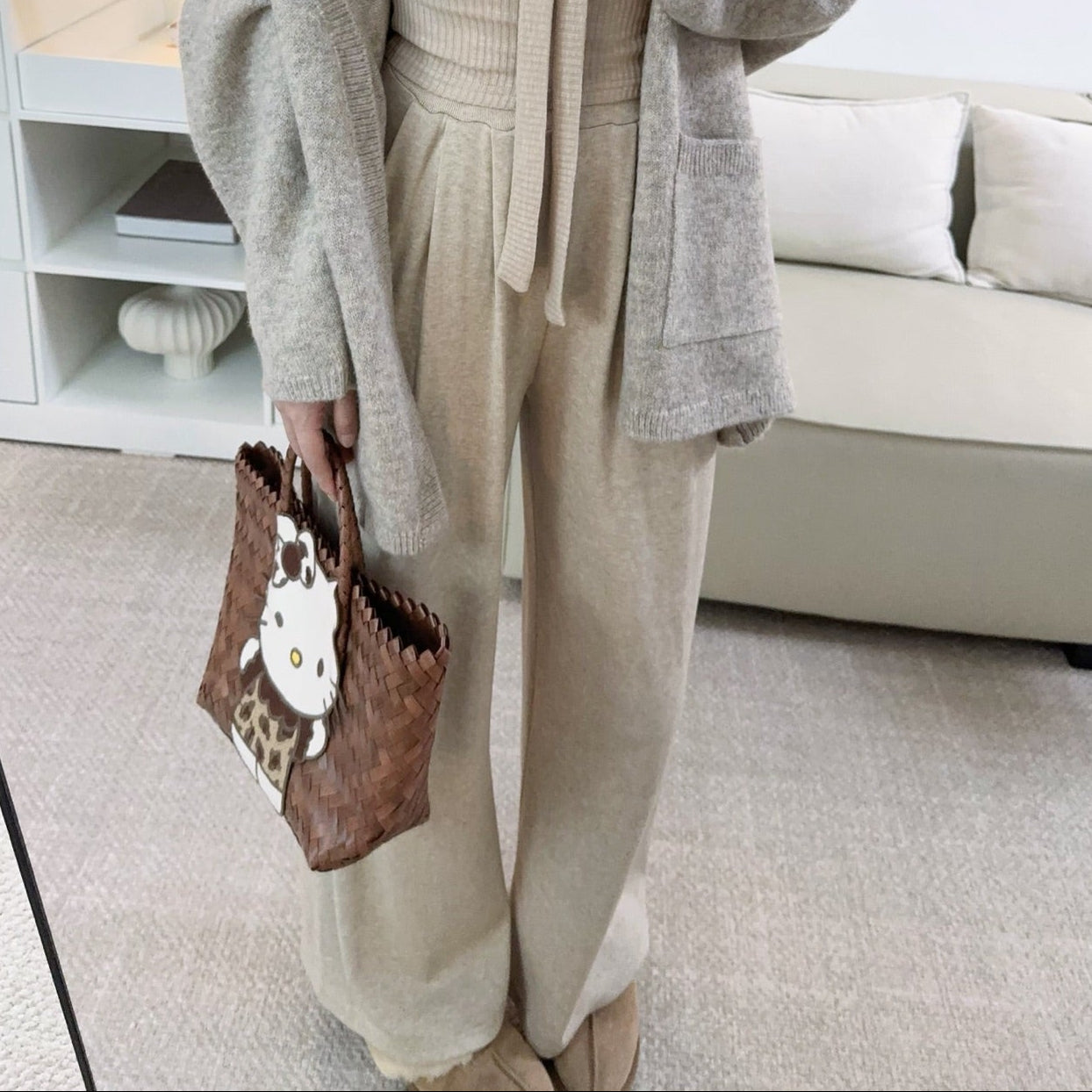 卡杏休閒鬆緊腰落地長褲-25667