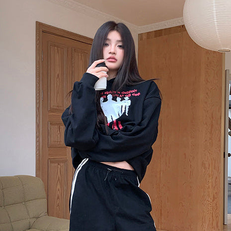 人像印花hiphop連帽衛衣-25657