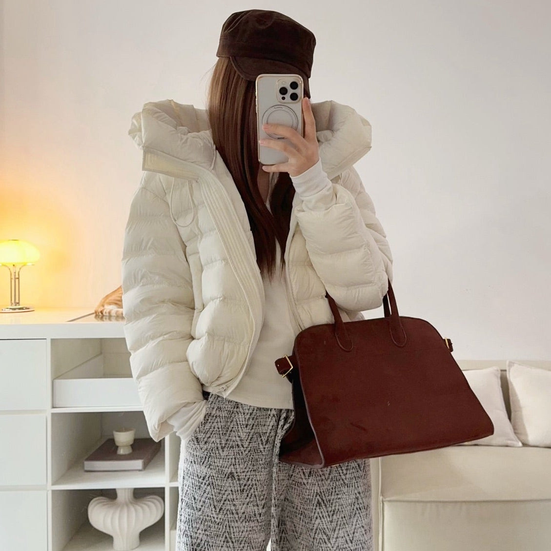 甜美可愛顯瘦花苞連帽羽絨外套-25675