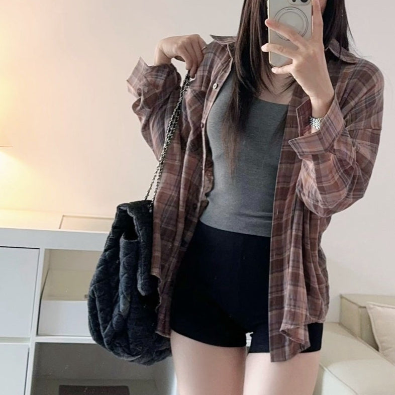 加州小子棕咖格紋襯衫-25614