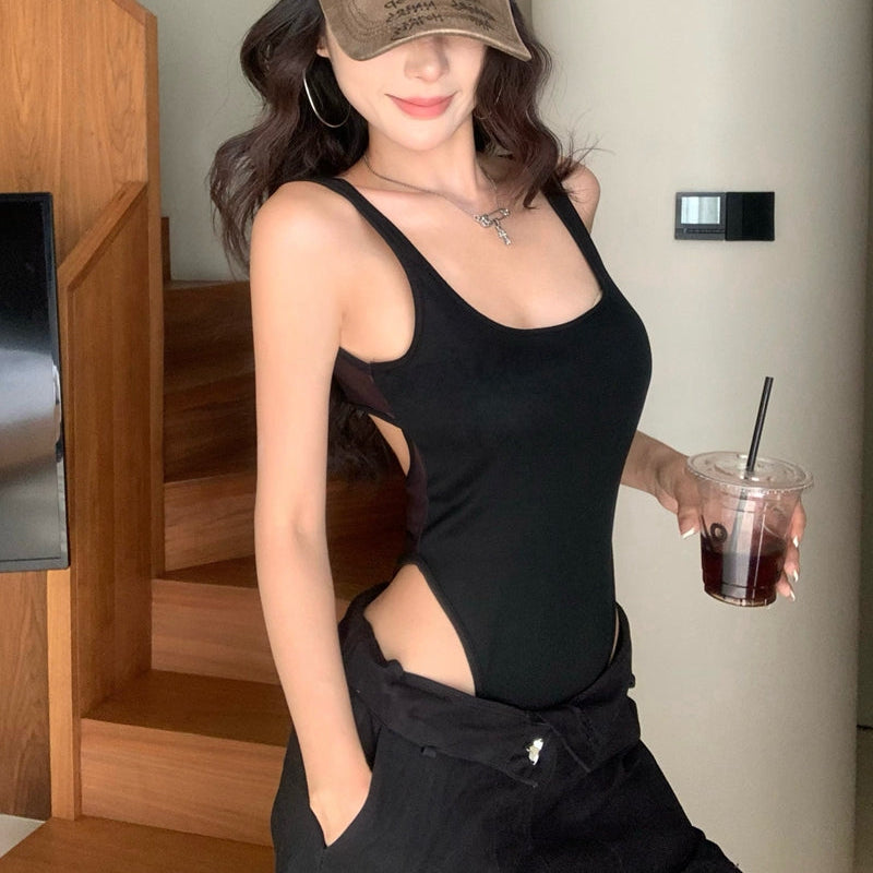 性感天后U領修身美背bratop連體衣-25465