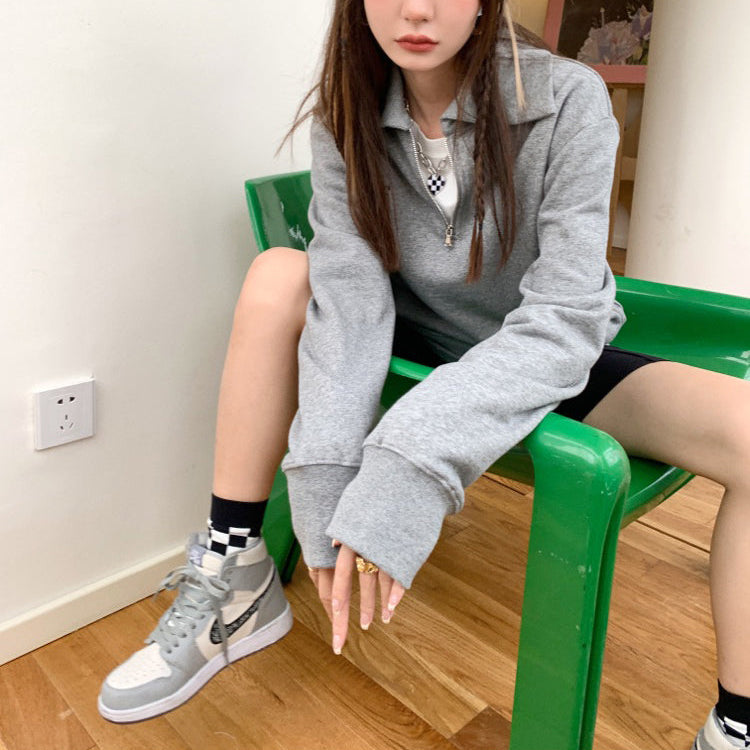 翻領Polo拉鍊衛衣-25661