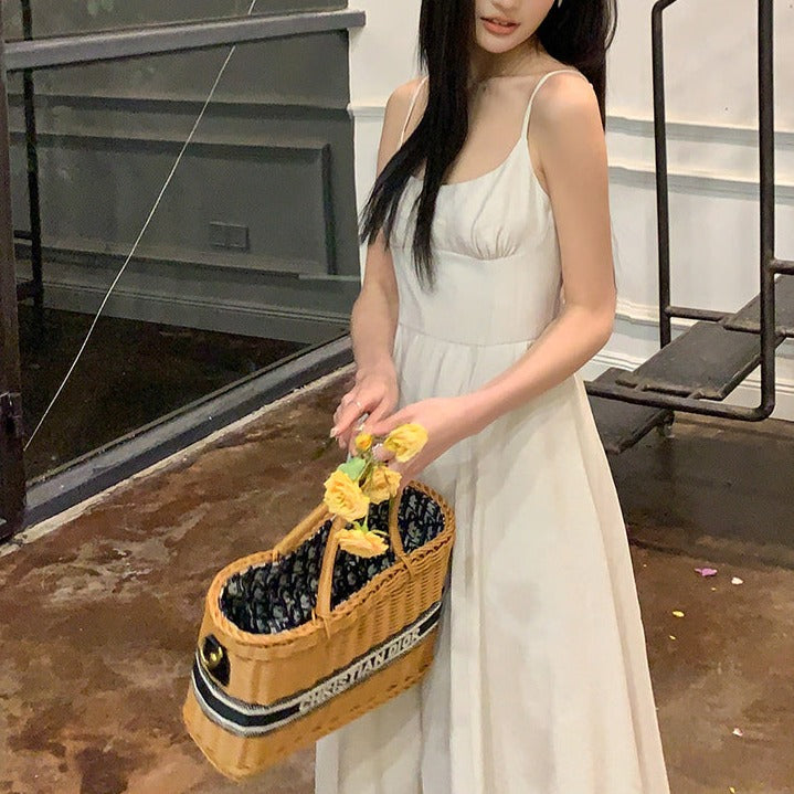 卡薩布蘭加杏白優雅細肩長洋-23153