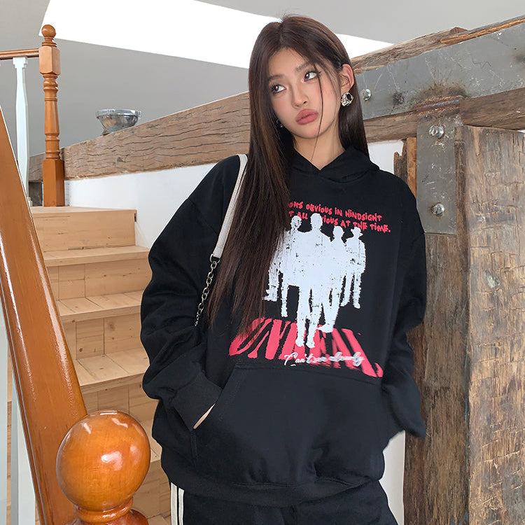 人像印花hiphop連帽衛衣-25657