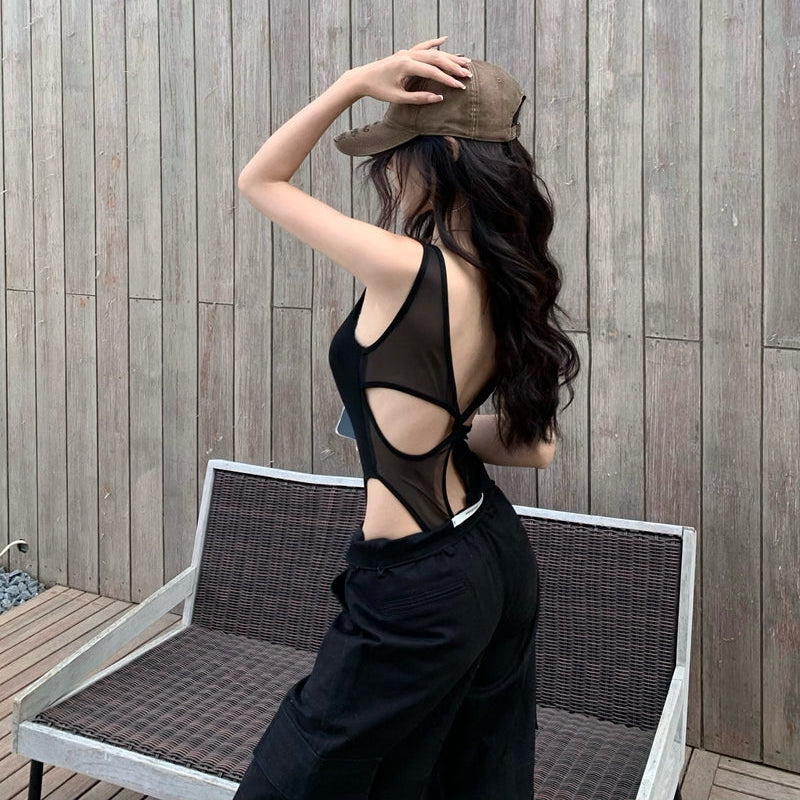 性感天后U領修身美背bratop連體衣-25465