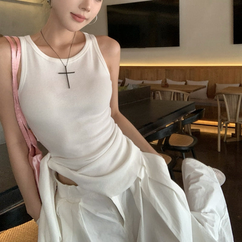 時髦辣妹顯瘦收腰綁帶背心-25486