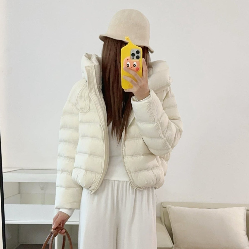 甜美可愛顯瘦花苞連帽羽絨外套-25675