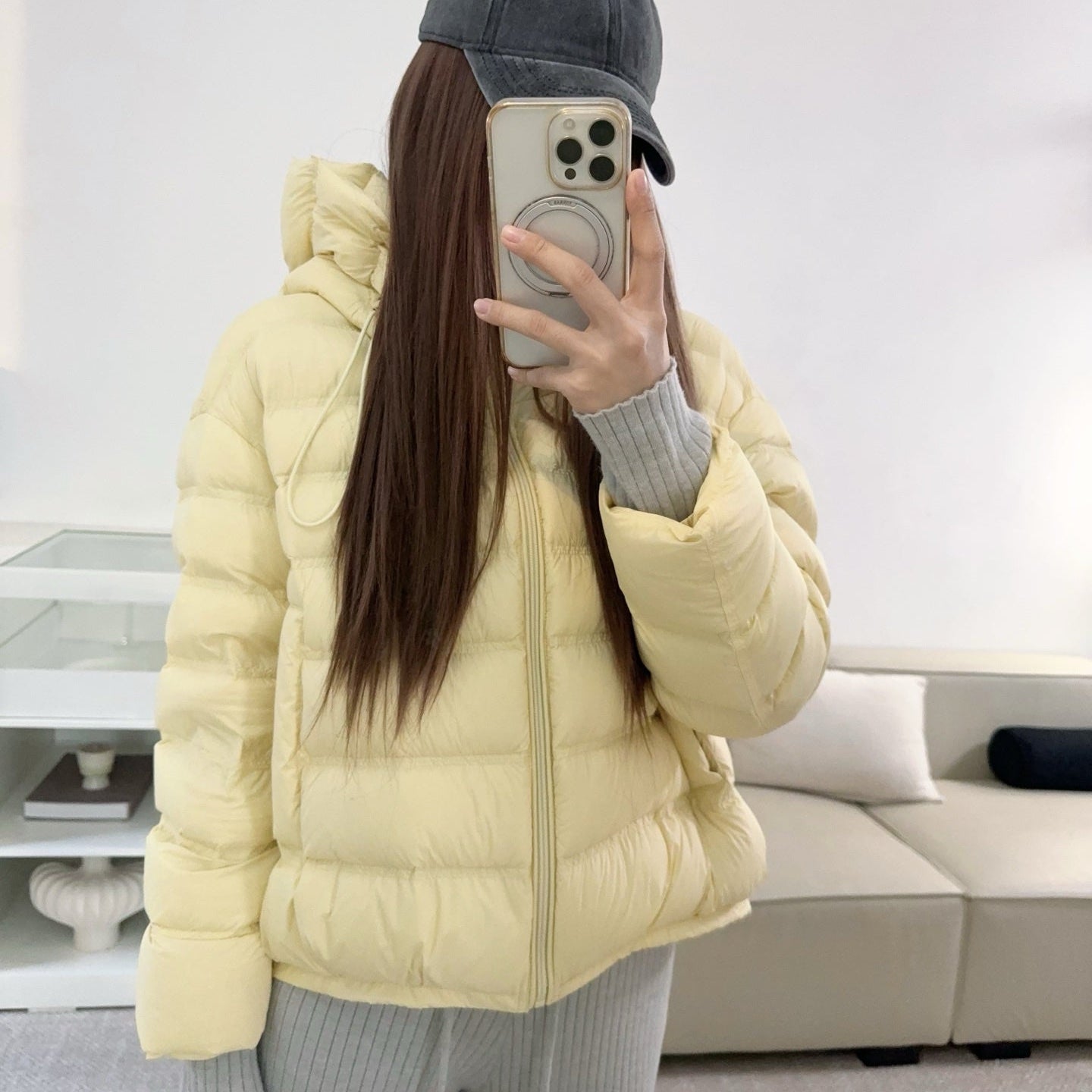 甜美可愛顯瘦花苞連帽羽絨外套-25675