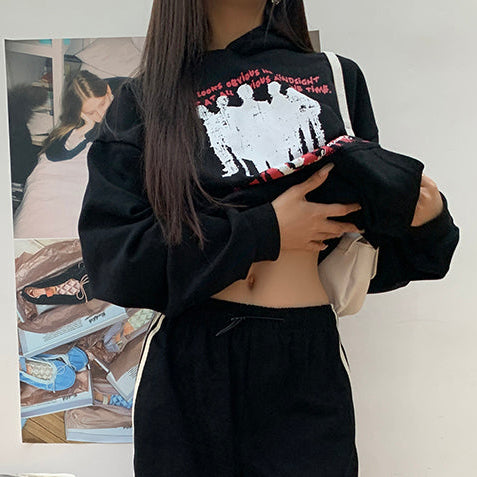 人像印花hiphop連帽衛衣-25657