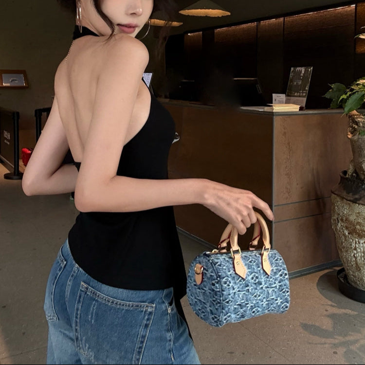 V領掛脖垂墜背心-25458