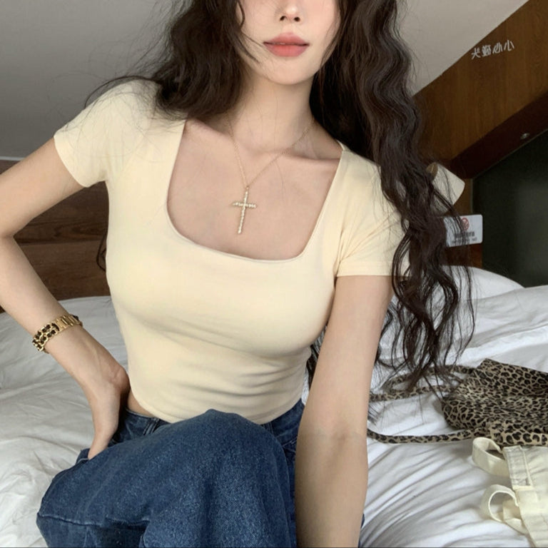 露背綁帶修身露臍短版bratop上衣-25457