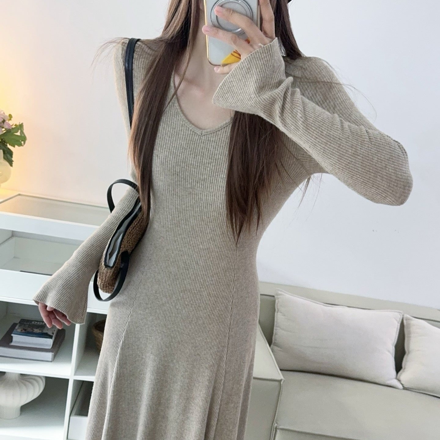 卡杏內搭加厚顯瘦針織長洋-25669