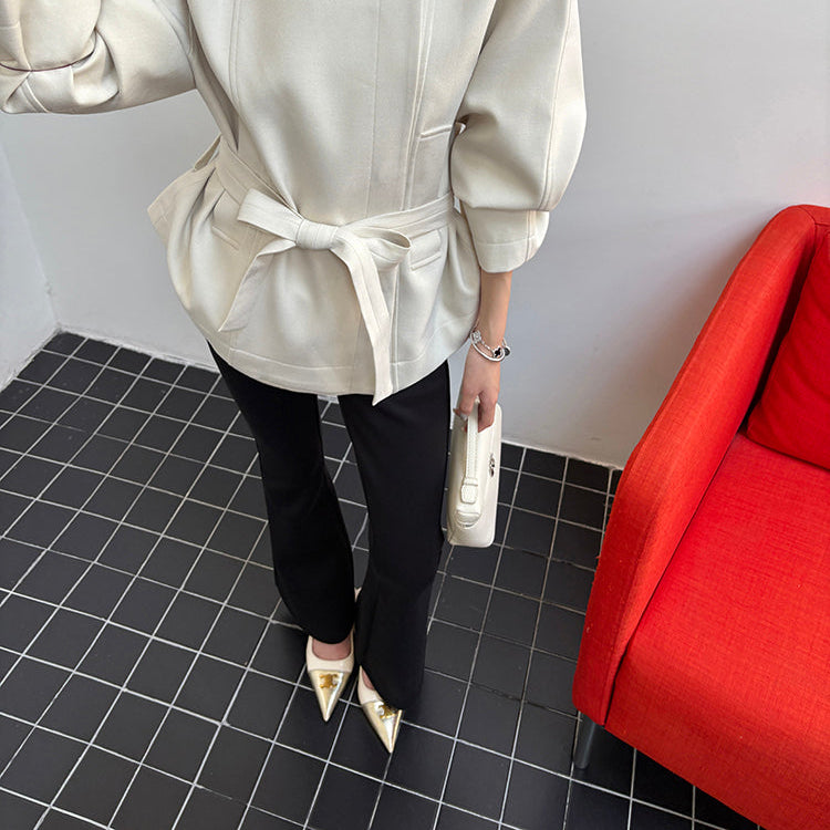 極限長腿百搭黑色顯瘦微喇褲-25638