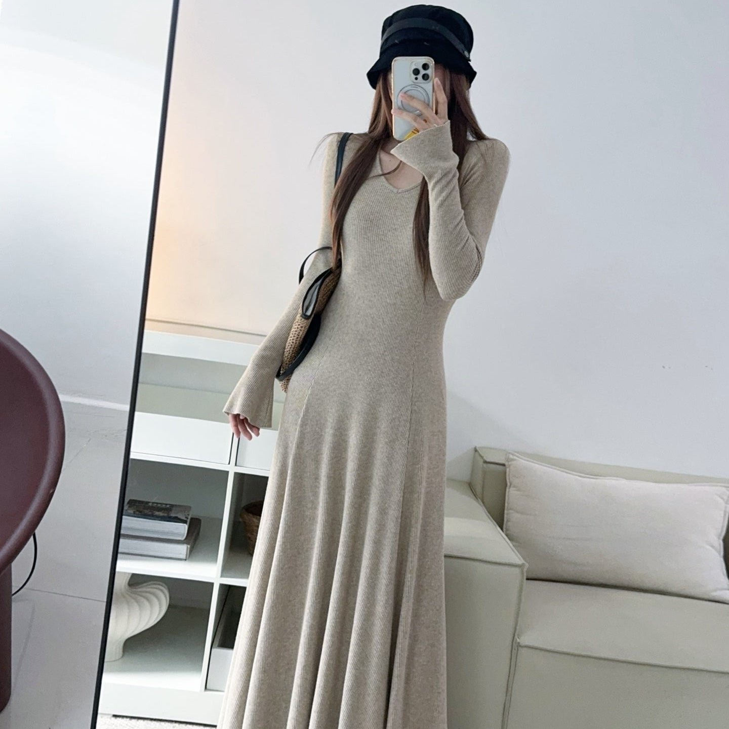 卡杏內搭加厚顯瘦針織長洋-25669