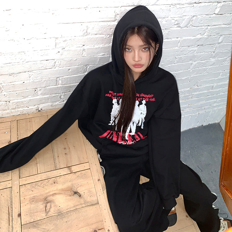 人像印花hiphop連帽衛衣-25657