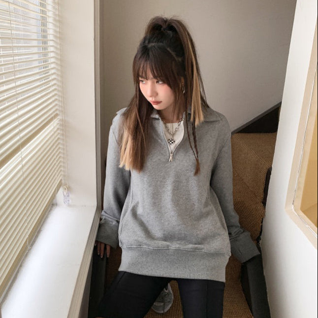 翻領Polo拉鍊衛衣-25661