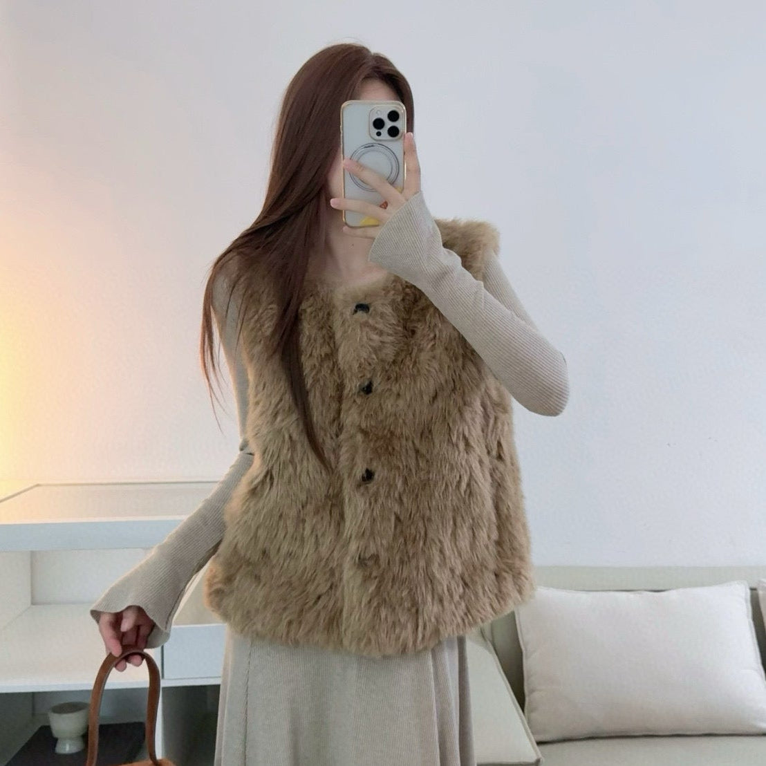 浣熊寶貝毛毛背心-25679