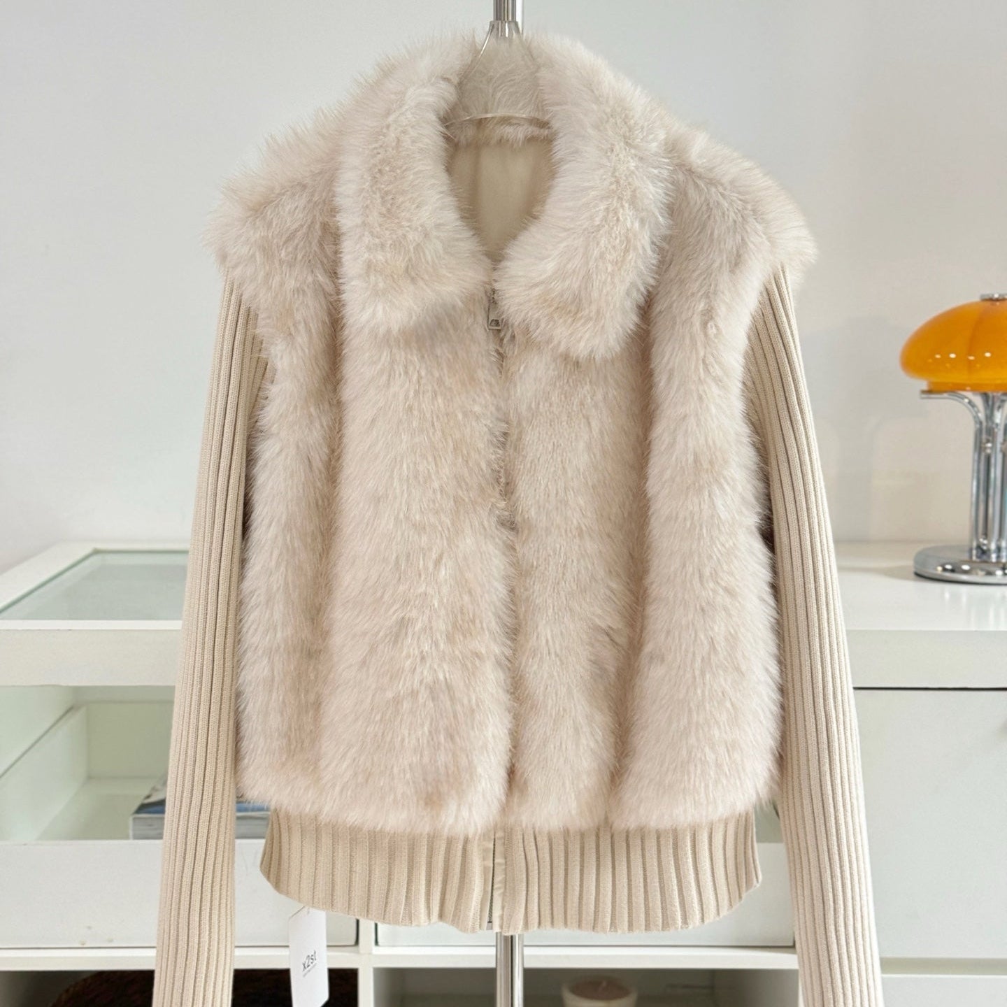 保暖禦寒顯瘦毛毛拼接針織外套-25678