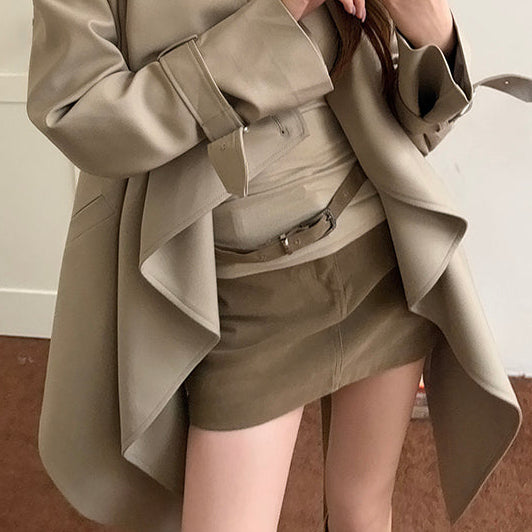 卡綠中低腰包臀裙-25681