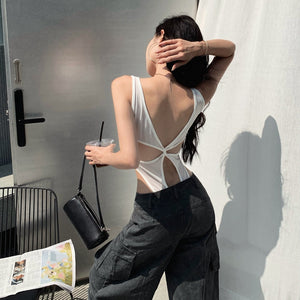 性感天后U領修身美背bratop連體衣-25465