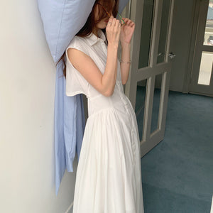 翻領單排扣襯衫式修身顯瘦長洋-25330