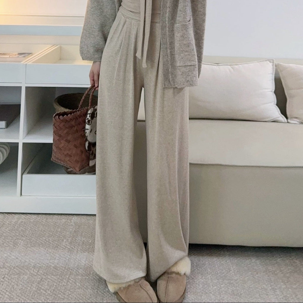 卡杏休閒鬆緊腰落地長褲-25667