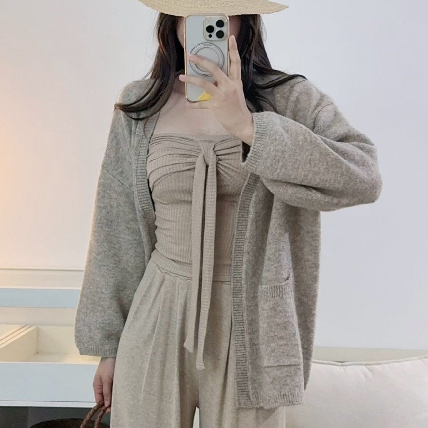 卡杏裹胸針織平口上衣-25666