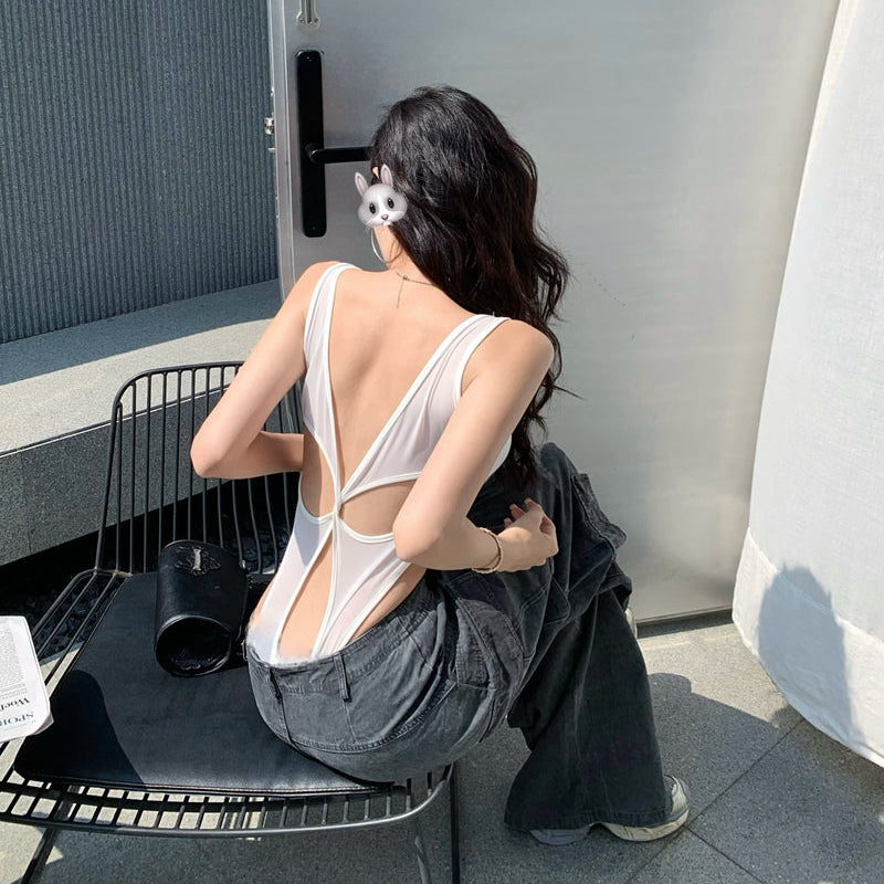 性感天后U領修身美背bratop連體衣-25465