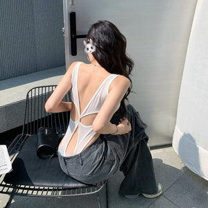 性感天后U領修身美背bratop連體衣-25465