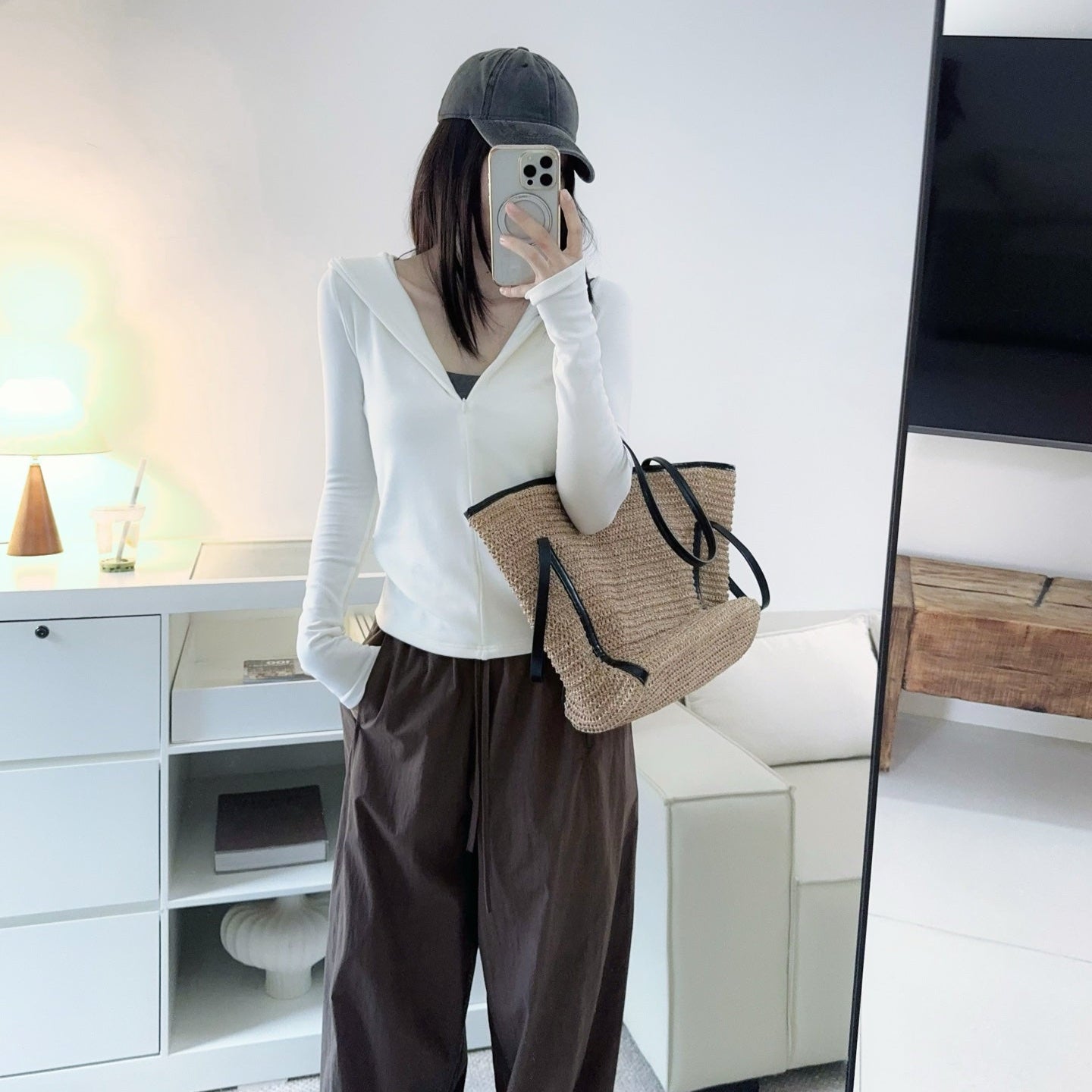修身顯瘦半門襟連帽上衣-25615