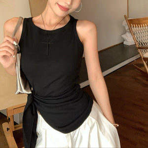 時髦辣妹顯瘦收腰綁帶背心-25486