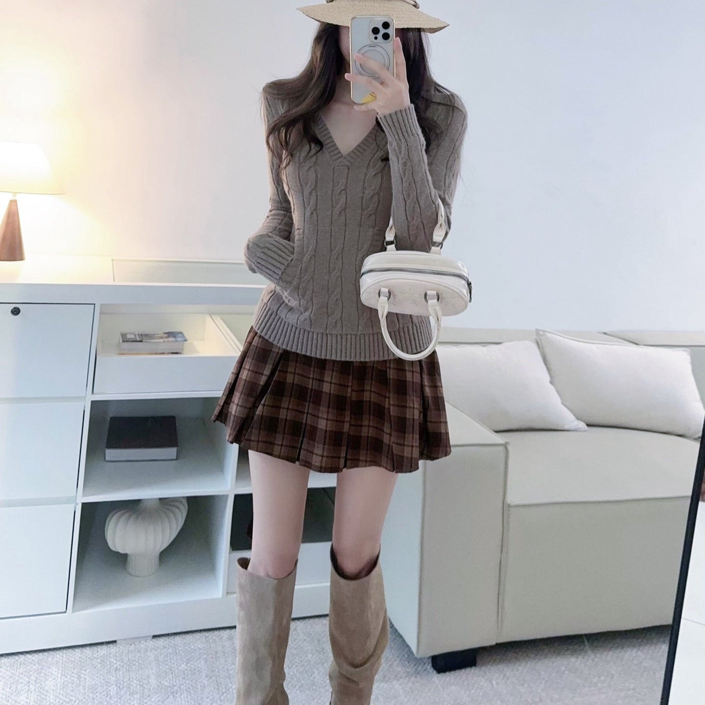 博爾蓋塞美術館學院寬褶短裙-25626