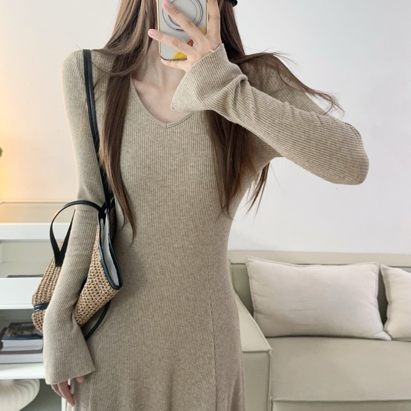 卡杏內搭加厚顯瘦針織長洋-25669