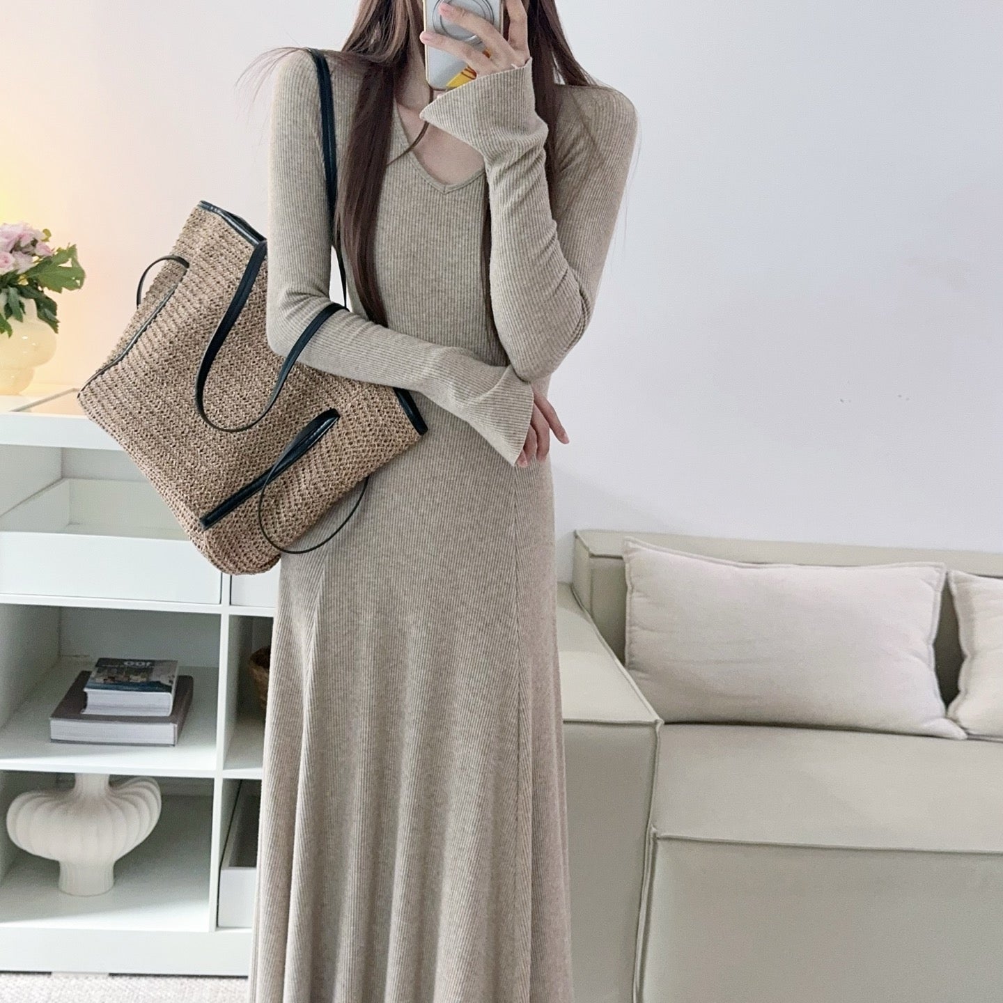 卡杏內搭加厚顯瘦針織長洋-25669