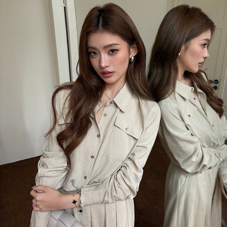 氣質亞麻口袋襯衫-25659