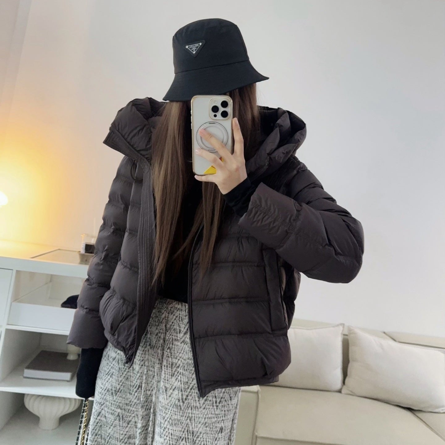 甜美可愛顯瘦花苞連帽羽絨外套-25675