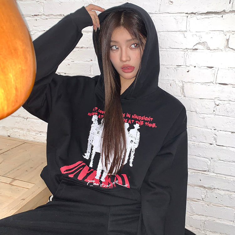 人像印花hiphop連帽衛衣-25657