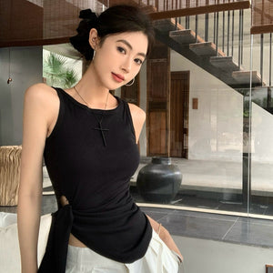 時髦辣妹顯瘦收腰綁帶背心-25486