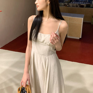卡薩布蘭加杏白優雅細肩長洋-23153