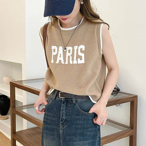PARIS美式字母毛衣背心-23393