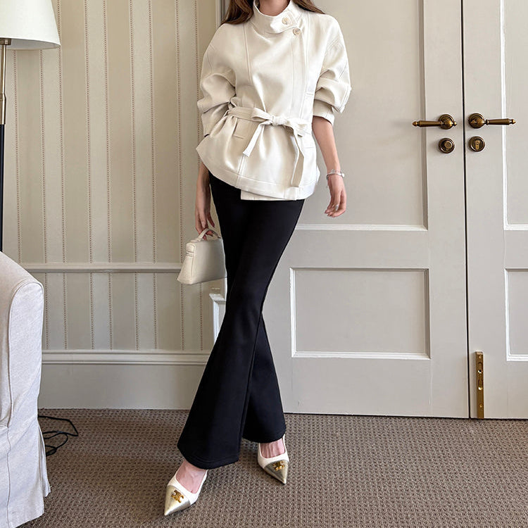 極限長腿百搭黑色顯瘦微喇褲-25638