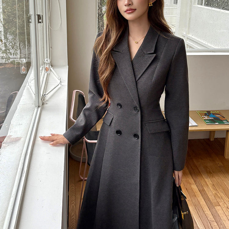 聯合國會議收腰長大衣-25632