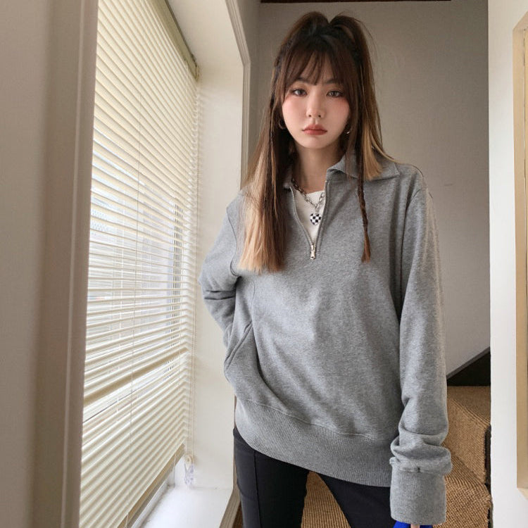 翻領Polo拉鍊衛衣-25661